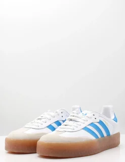Clearance adidas Sneakers femme sambae cuir blanc/bleu