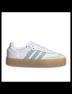 Outlet adidas Sneakers femme Sambae cuir blanc/vert pastel