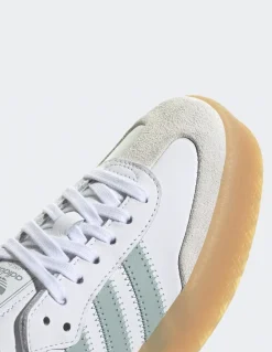 Outlet adidas Sneakers femme Sambae cuir blanc/vert pastel