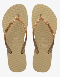 Hot havaianas Tongs Femme Slim Glitter ii Sand Golden Light Metalic