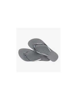 Hot havaianas Tongs Femme slim glitter II gris acier pailettes